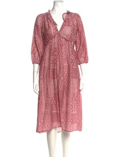 Pre-owned Xirena Printed Midi Length Dress In Pink