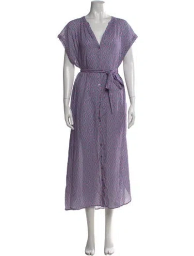 Pre-owned Xirena Printed Midi Length Dress W/ Tags In Purple