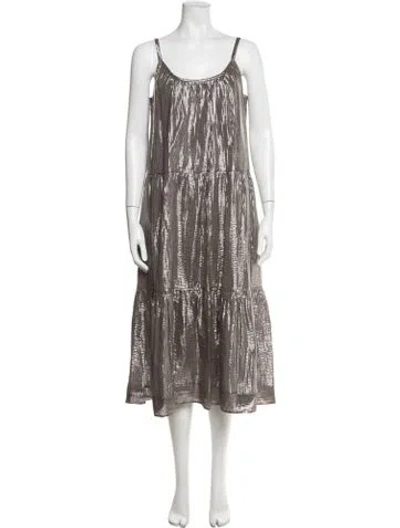 Pre-owned Xirena Printed Midi Length Dress W/ Tags In Silver