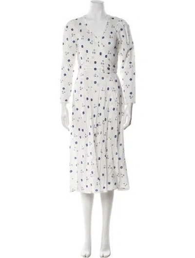 Pre-owned Xirena Printed Midi Length Dress In White