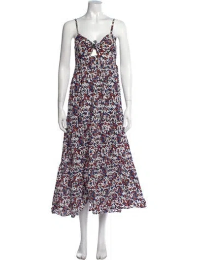 Pre-owned Xirena Printed Midi Length Dress In White