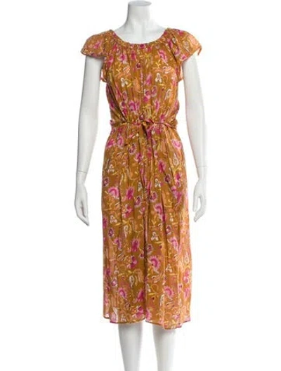 Pre-owned Xirena Printed Midi Length Dress In Yellow