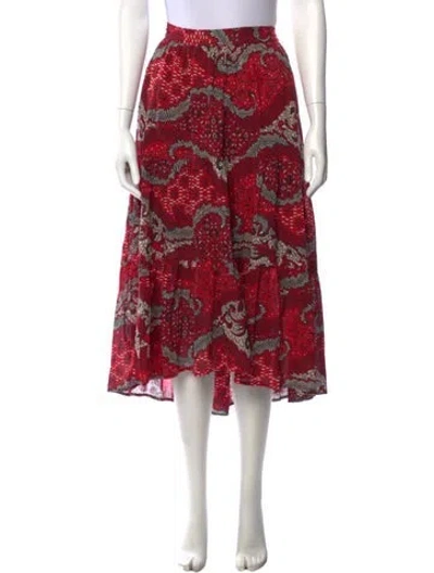 Pre-owned Xirena Printed Midi Length Skirt In Red