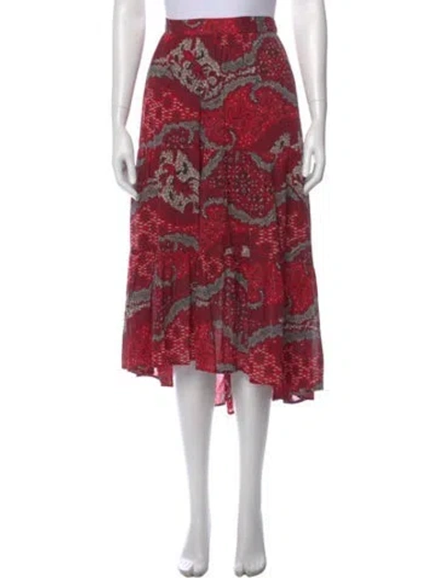 Pre-owned Xirena Printed Midi Length Skirt In Red