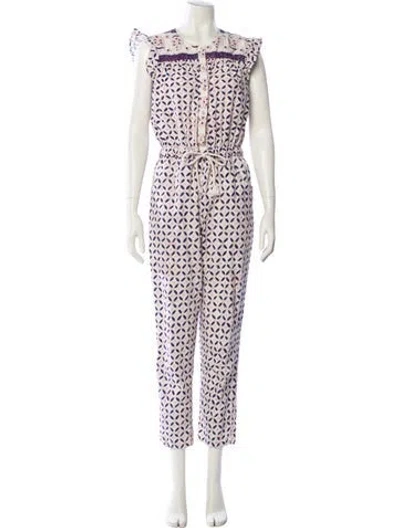 Pre-owned Xirena Printed Scoop Neck Jumpsuit In White