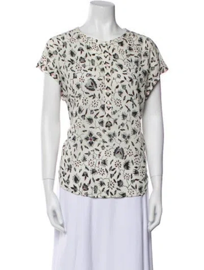 Pre-owned Xirena Printed Scoop Neck T-shirt In White