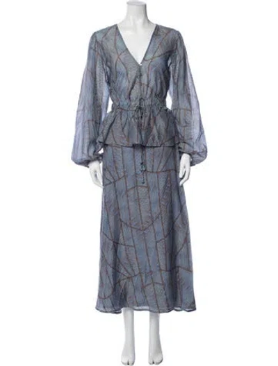 Pre-owned Xirena Printed Skirt Set In Blue
