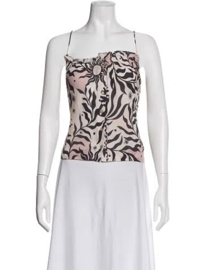 Pre-owned Xirena Printed Square Neckline Top In Multi