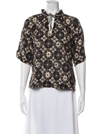 Pre-owned Xirena Printed Tie Neck Blouse In Multi