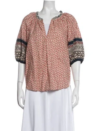 Pre-owned Xirena Printed V-neck Blouse In Multicolor