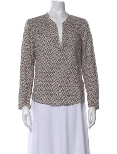 Pre-owned Xirena Printed V-neck Blouse In Neutral