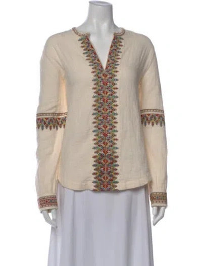 Pre-owned Xirena Printed V-neck Blouse In Neutral