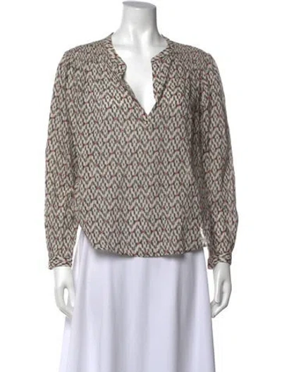 Pre-owned Xirena Printed V-neck Blouse In Neutral