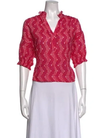 Pre-owned Xirena Printed V-neck Blouse In Pink