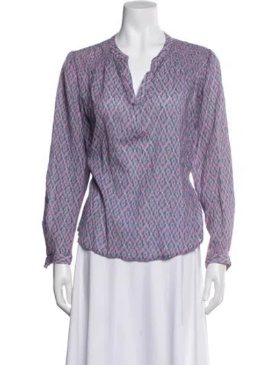 Pre-owned Xirena Printed V-neck Blouse In Purple