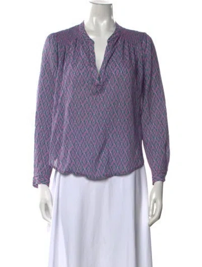 Pre-owned Xirena Printed V-neck Blouse In Purple