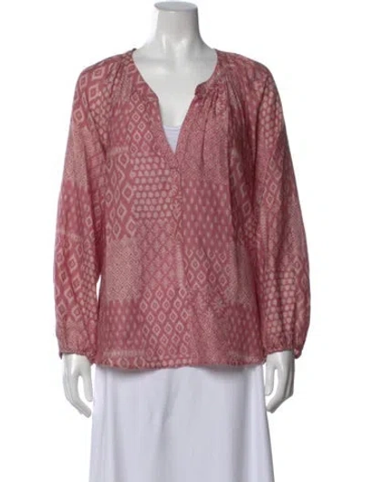 Pre-owned Xirena Printed V-neck Blouse In Red