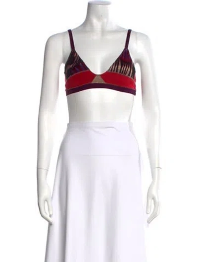 Pre-owned Xirena Printed V-neck Crop Top In Red