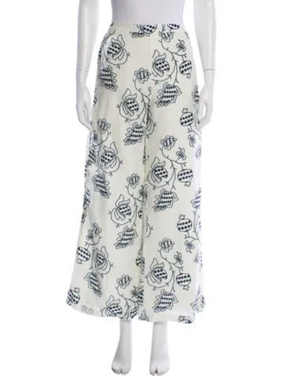 Pre-owned Xirena Printed Wide Leg Pants In White