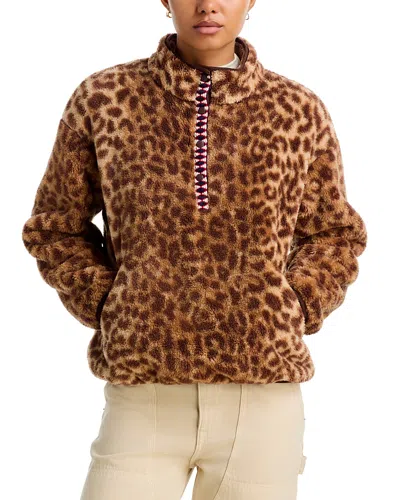 Xirena Ridge Printed Mocked Neck Pullover Jacket In Brown