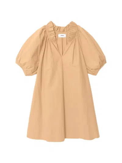 Xirena Ruffled Puff-sleeve Dress In Brown