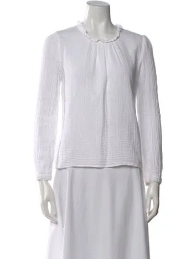 Pre-owned Xirena Scoop Neck Long Sleeve Blouse In White