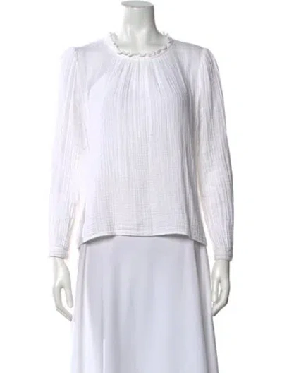 Pre-owned Xirena Scoop Neck Long Sleeve Blouse In White