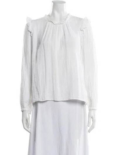 Pre-owned Xirena Scoop Neck Long Sleeve Blouse In White