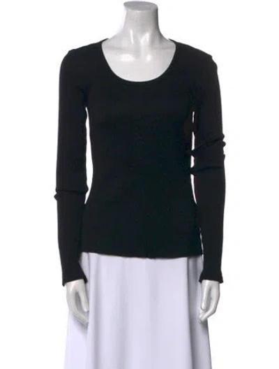 Pre-owned Xirena Scoop Neck Long Sleeve Top In Black