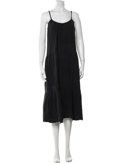 Pre-owned Xirena Scoop Neck Midi Length Dress In Black