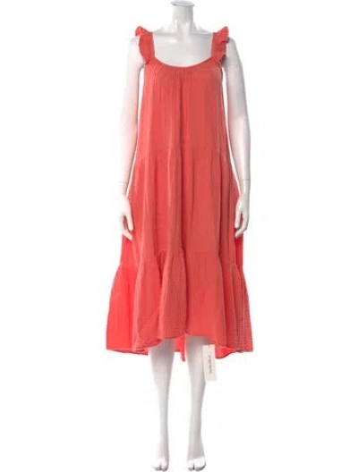 Pre-owned Xirena Scoop Neck Midi Length Dress In Orange