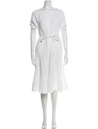 Pre-owned Xirena Scoop Neck Midi Length Dress In White
