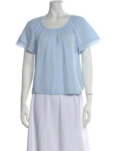 Pre-owned Xirena Scoop Neck Short Sleeve Blouse In Blue