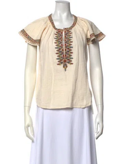 Pre-owned Xirena Scoop Neck Short Sleeve Blouse In Neutral