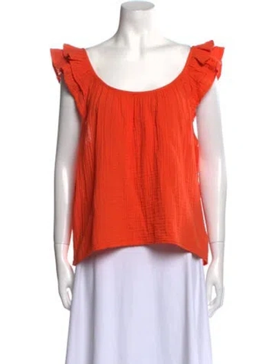 Pre-owned Xirena Scoop Neck Short Sleeve Blouse In Orange