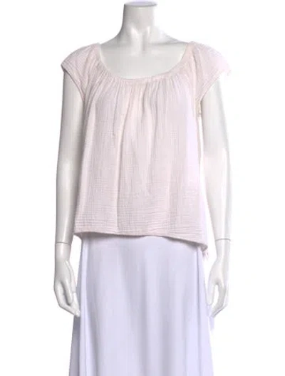 Pre-owned Xirena Scoop Neck Short Sleeve Blouse In White