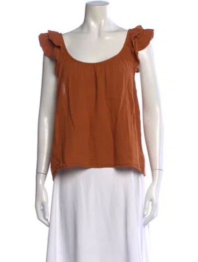 Pre-owned Xirena Scoop Neck Short Sleeve Top In Orange