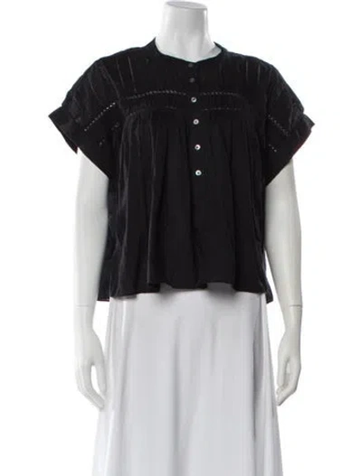 Pre-owned Xirena Short Sleeve Blouse In Black