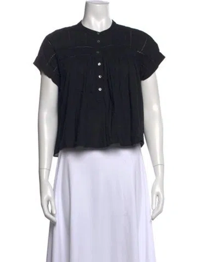 Pre-owned Xirena Short Sleeve Blouse In Black
