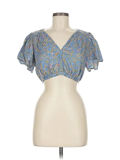 Pre-owned Xirena Short Sleeve Blouse In Blue