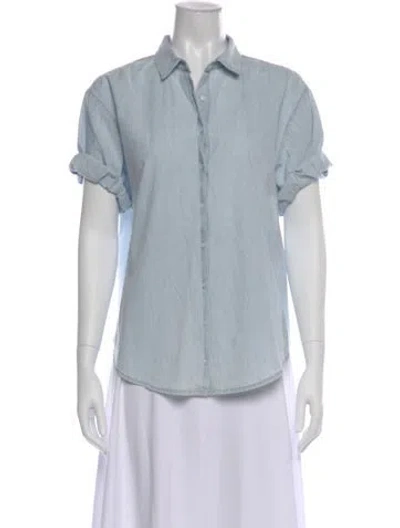 Pre-owned Xirena Short Sleeve Blouse In Blue