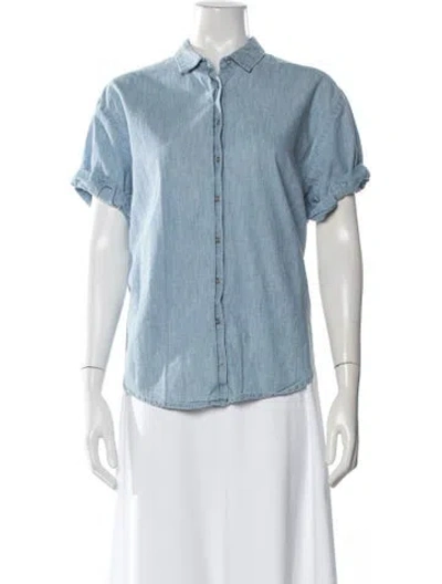 Pre-owned Xirena Short Sleeve Blouse In Blue