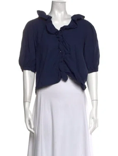 Pre-owned Xirena Short Sleeve Blouse In Blue
