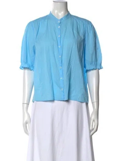 Pre-owned Xirena Short Sleeve Blouse In Blue