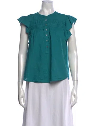 Pre-owned Xirena Short Sleeve Blouse In Blue/green