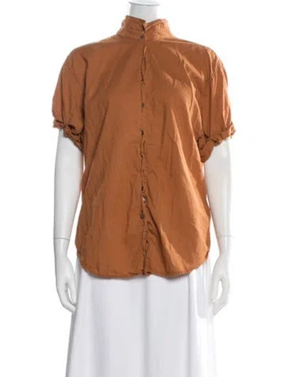 Pre-owned Xirena Short Sleeve Blouse In Brown/orange