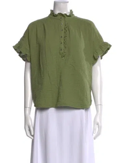 Pre-owned Xirena Short Sleeve Blouse In Green