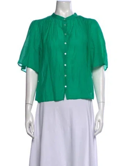 Pre-owned Xirena Short Sleeve Blouse In Green