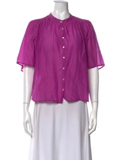 Pre-owned Xirena Short Sleeve Blouse In Purple
