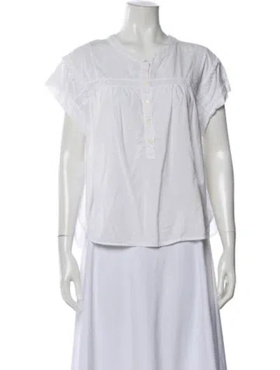 Pre-owned Xirena Short Sleeve Blouse In White